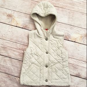 Quilted Vest with Sherpa Lined Hood Medium